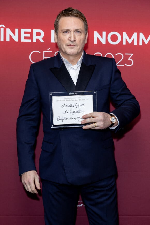 Benoît Magimel au photocall du dîner des nommés au Cesar 2023 au Fouquet's à Paris le 6 février 2023. © Olivier Borde / Bestimage