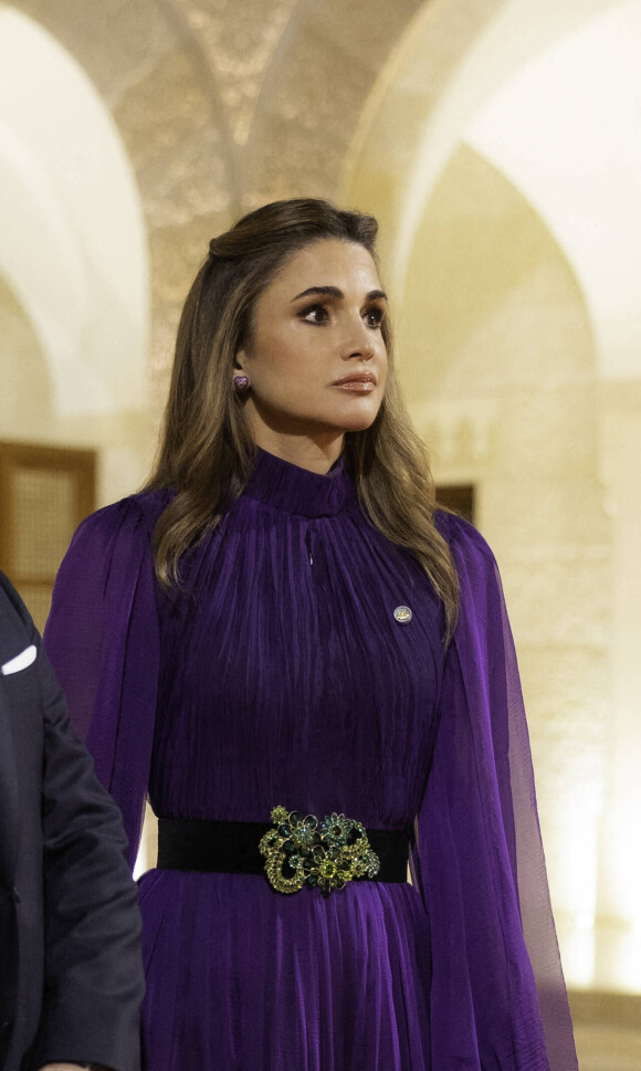 La reine Rania de Jordanie - Banquet d'état à Amman en l'honneur de la visite du couple royal suédois en Jordanie le 15 novembre 2022. 