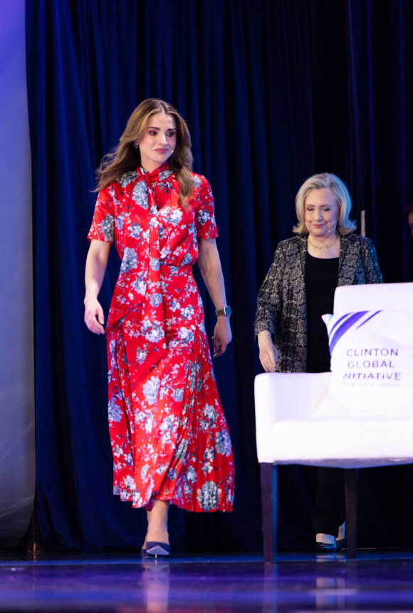 La reine Rania de Jordanie assiste au "Clinton Global Initiative" en marge de la 77ème assemblée générale des Nations Unies à New York, le 20 septembre 2022. 