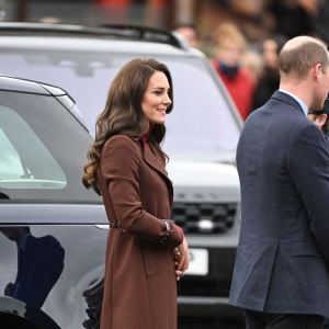 Le prince William, prince de Galles, et Catherine (Kate) Middleton, princesse de Galles, arrivent pour visiter le National Maritime Museum Cornwall à Falmouth, Royaume Uni, le 9 février 2023.