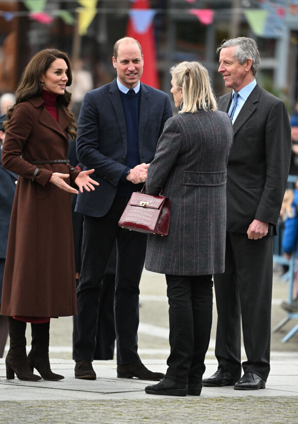 Le prince William, prince de Galles, et Catherine (Kate) Middleton, princesse de Galles, arrivent pour visiter le National Maritime Museum Cornwall à Falmouth, Royaume Uni, le 9 février 2023.