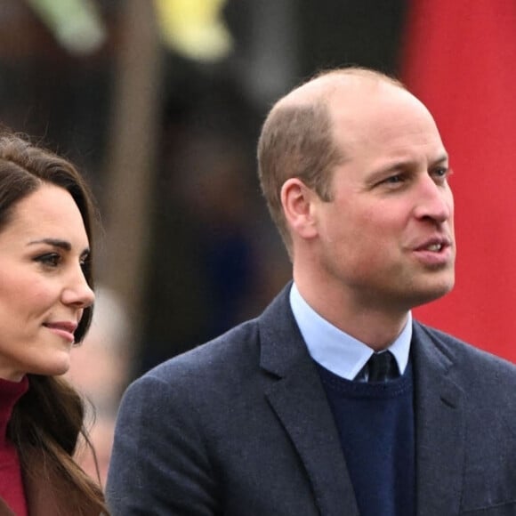 Le prince William, prince de Galles, et Catherine (Kate) Middleton, princesse de Galles, arrivent pour visiter le National Maritime Museum Cornwall à Falmouth, Royaume Uni, le 9 février 2023.