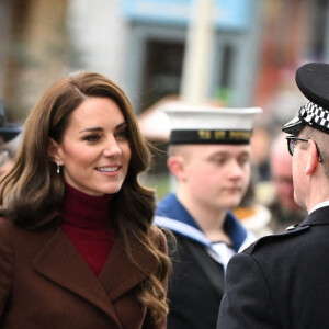 Le prince William, prince de Galles, et Catherine (Kate) Middleton, princesse de Galles, arrivent pour visiter le National Maritime Museum Cornwall à Falmouth, Royaume Uni, le 9 février 2023.