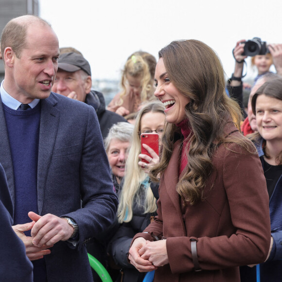 Le prince William, prince de Galles, et Catherine (Kate) Middleton, princesse de Galles, arrivent pour visiter le National Maritime Museum Cornwall à Falmouth, Royaume Uni, le 9 février 2023.