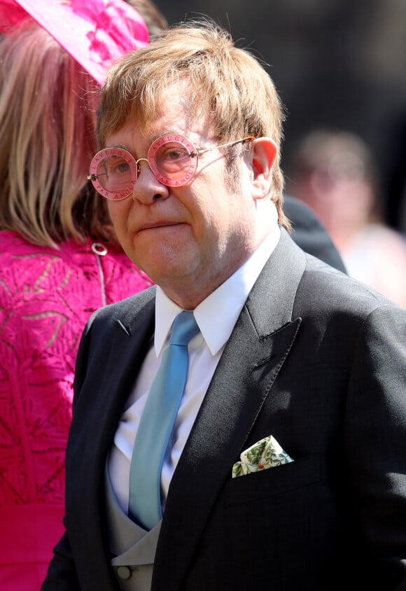 Elton John - Les invités à la sortie de la chapelle St. George au château de Windsor, Royaume Uni, le 19 mai 2018. 