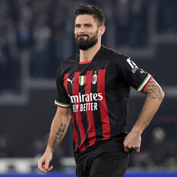 Olivier Giroud lors du match de championnat d'Italie 2022-2023 "Lazio - AC Milan (4-0)" à Rome, le 25 janvier 2023.  