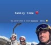 Frédérick Bousquet avec sa fille Manon (dont la maman est Laure Manaudou), sa compagne Jessica et sa belle-fille. La famille recomposée en vacances au ski, dans la station de Serre-Chevalier. Le 12 février 2023.