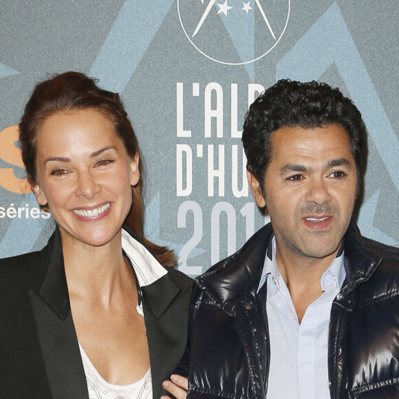 Jamel Debbouze et Mélissa Theuriau Soirée de clôture au palais des sports . Grand prix du jury , prix du public et prix d'interprètation rebaptisé désormais prix Michel Galabru pour Fatsah Bouyahmed 19ème festival international du film de comédie de l'Alpe d'Huez 2016 .