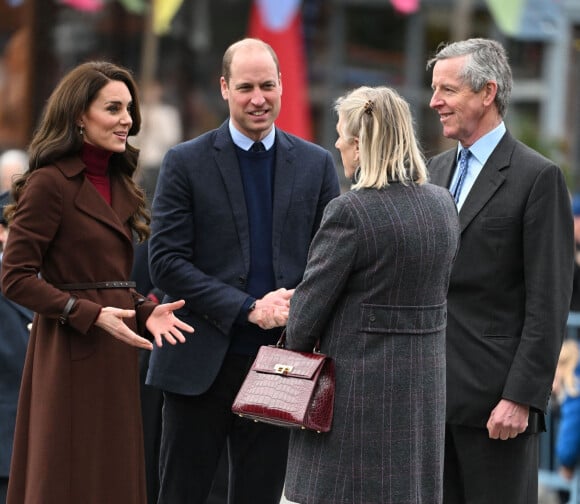Le prince William, prince de Galles, et Catherine (Kate) Middleton, princesse de Galles, arrivent pour visiter le National Maritime Museum Cornwall à Falmouth, Royaume Uni, le 9 février 2023. 