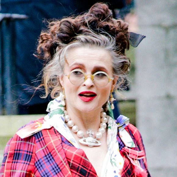 Helena Bonham Carter lors de l'hommage rendu à Vivienne Westwood et à son héritage en la cathédrale Southwark à Londres, Royaume Uni, le 16 février 2023.