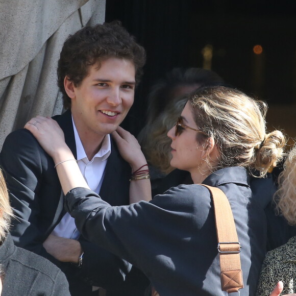François Poivre d'Arvor (fils de Claire Chazal) - Obsèques de Josette Chazal, la mère de Claire Chazal, en l'église Notre Dame d'Auteuil à Paris, le 14 avril 2015. 