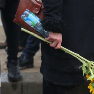 Sandrine Bonnaire - Sorties - Obsèques de Jacques Higelin au cimetière du Père Lachaise à Paris le 12 avril 2018