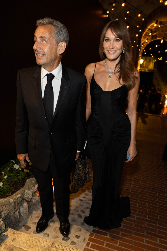 Carla Bruni et son mari Nicolas Sarkozy - Personnalités à la soirée "Women In Motion" par Kering au Château de la Castre lors du 75ème Festival International du Film de Cannes. Le 22 mai 2022 © Olivier Borde / Bestimage 