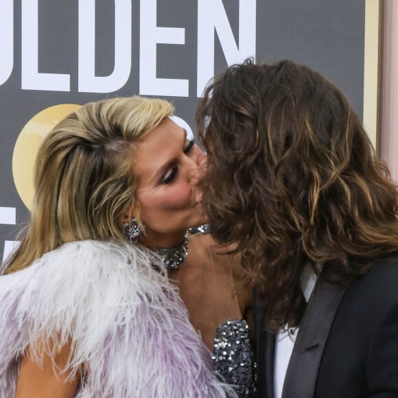 Heidi Klum et son mari Tom Kaulitz au photocall de la 80ème cérémonie des Golden Globe, au "Beverly Hilton" à Los Angeles, le 10 janvier 2023. 