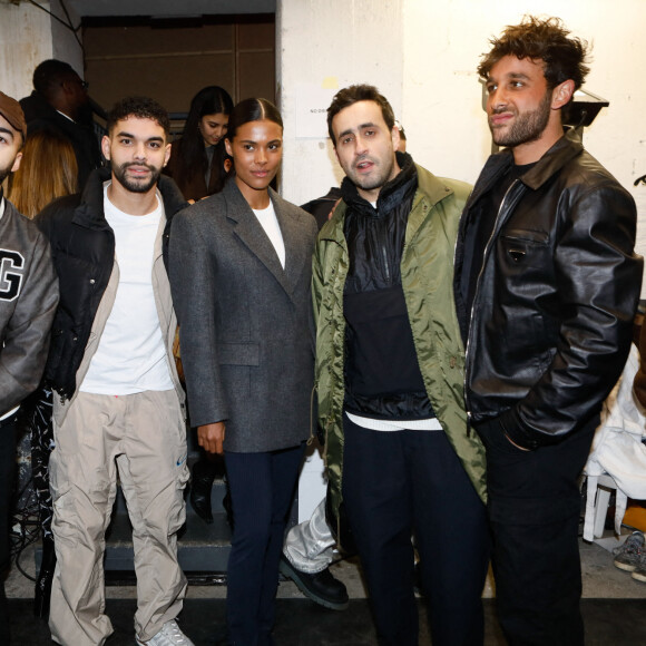 Semi-exclusif - Olivio "Oli" Ordonez, Sami Outabali,Tina Kunakey, Jonathan Cohen et guest - Front Row au défilé Marcia prêt-à-porter automne-hiver 2023/2024 lors de la Fashion Week de Paris (PFW), au Garage Amelot, à Paris, France, le 1er mars 2023. © Christophe Clovis/Bestimage