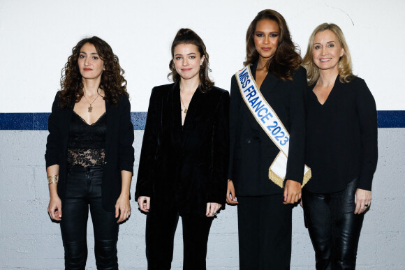 Exclusif - Hélène Tysman, Julie Sassoust, Indira Ampiot (Miss France 2023), Catherine Marchal - Backstage - Enregistrement de l'émission "La boîte à secrets 16", présentée par F.Bollaert et diffusée le 10 mars sur France 3 © Christophe Clovis / Bestimage