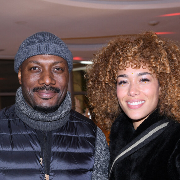 Exclusif - Harry Roselmack et sa compagne Jade Chantelle (Boinet) - Soirée "Karine & Nina Party" à l'hôtel Renaissance Paris République Hotel à Paris le 8 décembre 2022. © Rachid Bellak / Bestimage 