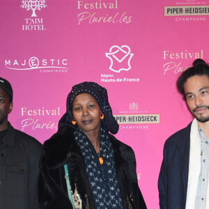 Kim Chapiron (Meilleur film : LE JEUNE IMAM), Ladj Ly, Abdulah Sissoko (Meilleur premier rôle dans Le jeune imam) et Hady Berthe - Photocall pour la remise des prix de la 6ème édition du Festival "Pluriel.les" à Compiègne, France, le 11 mars 2023. © Giancarlo Gorassini/Bestimage