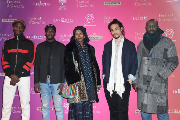 Kim Chapiron (Meilleur film : LE JEUNE IMAM), Ladj Ly, Abdulah Sissoko (Meilleur premier rôle dans Le jeune imam) et Hady Berthe - Photocall pour la remise des prix de la 6ème édition du Festival "Pluriel.les" à Compiègne, France, le 11 mars 2023. © Giancarlo Gorassini/Bestimage