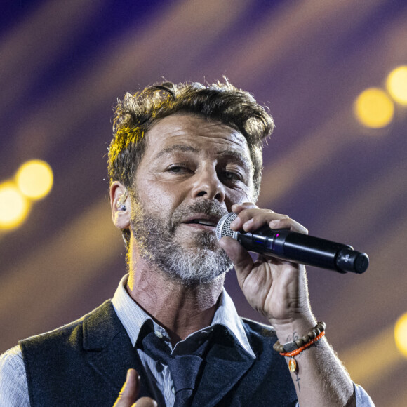 Exclusif - Christophe Maé - Concert hommage à Johnny Hallyday "Que je t'aime" à l'AccorHotels Arena Paris Bercy à Paris. Le 14 septembre 2021 © Borde-Jacovides-Moreau / Bestimage 