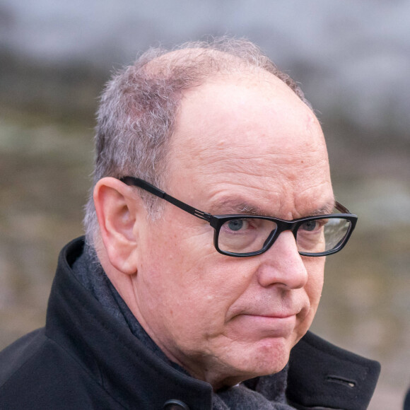 Le prince s'est en effet rendu à la Princesse Grace Irish Library. 
Le prince Albert II de Monaco - Service funéraire de Maximilien de Bade au château de Salem, Allemagne, le 13 janvier 2023. © Dana Press/Bestimage 