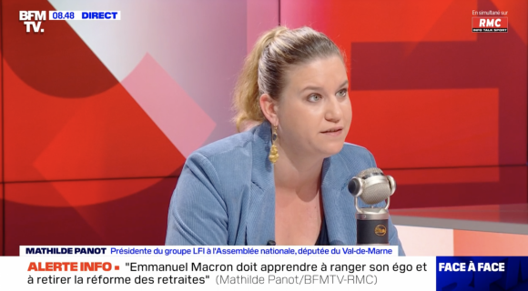 Apolline de Malherbe a reçu la membre LFI Mathilde Panot dans "Face à Face" sur BFMTV