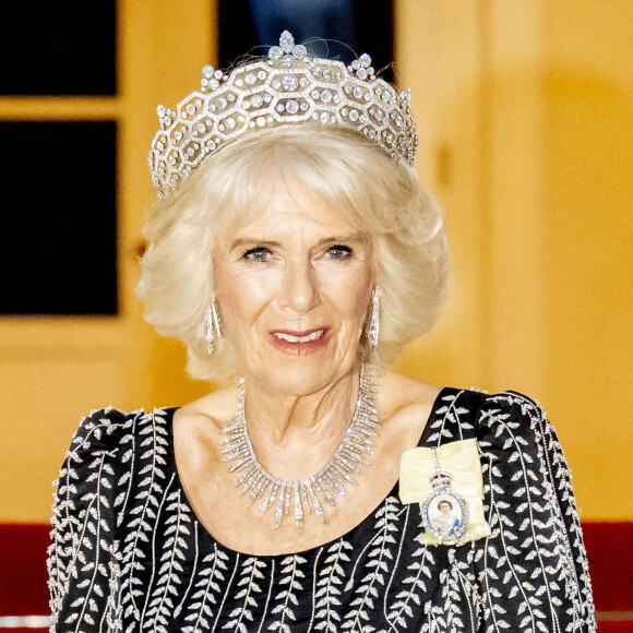 Camilla Parker-Bowles a brillé de mille feux, littéralement, lors du banquet organisé au château de Bellevue à l'occasion de la venue du couple royal en Allemagne
La reine consort Camilla Parker Bowles - Arrivées au dîner d'état donné par le président allemand et sa femme en l'honneur du roi d'Angleterre et de la reine consort, au Château Bellevue à Berlin, à l'occasion du premier voyage officiel du roi d'Angleterre en Europe.