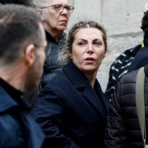 Anne-Élisabeth Blateau - Sorties des obsèques de Marion Game en l'église Saint Roch à Paris, France, le 31 mars 2023. © Christophe Clovis/Bestimage 