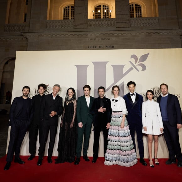 Exclusif - Pio Marmaï, Louis Garrel, Vincent Cassel, Eva Green, François Civil, Romain Duris, Vicky Krieps, Jacob Fortune-Lloyd, Lyna Khoudri et Eric Ruf - Les acteurs du film "Les Trois Mousquetaires : D'Artagnan" à l'avant-première aux Invalides à Paris le 21 mars 2023. © Moreau / Guirec / Jacovides / Bestimage 