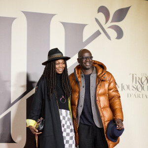 Exclusif - Kareen Guiock et Lilian Thuram - Photocall de l'avant-première du film "Les Trois Mousquetaires : D'Artagnan" aux Invalides à Paris le 21 mars 2023. © Moreau / Jacovides / Guirec / Bestimage 