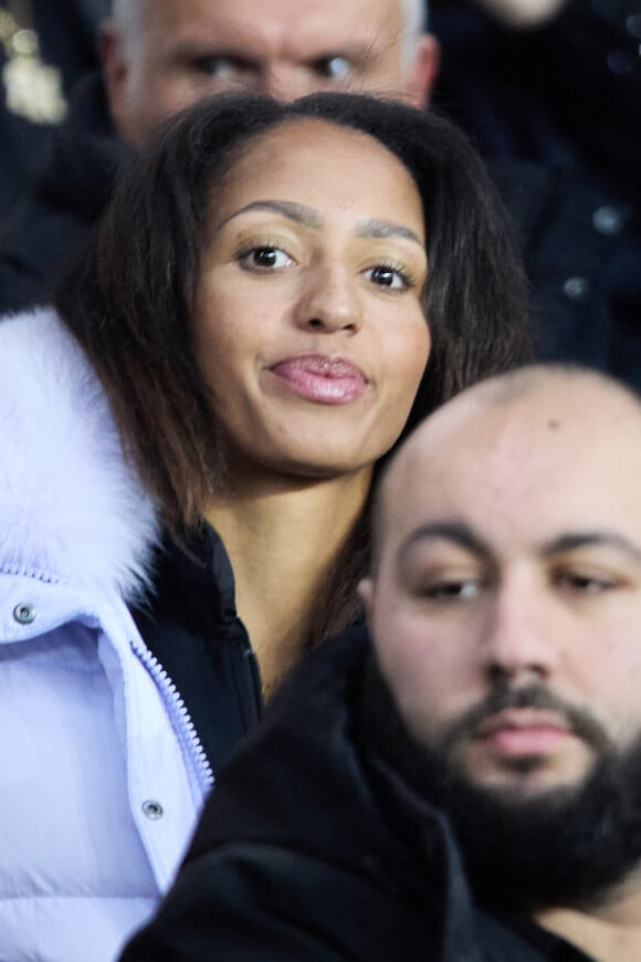 Estelle Mossely - People dans les tribunes lors du match de championnat de Ligue 1 Uber Eats opposant le Paris Saint-Germain (PSG) à l'Olympique Lyonnais au Parc des Princes à Paris le 2 avril 2023.