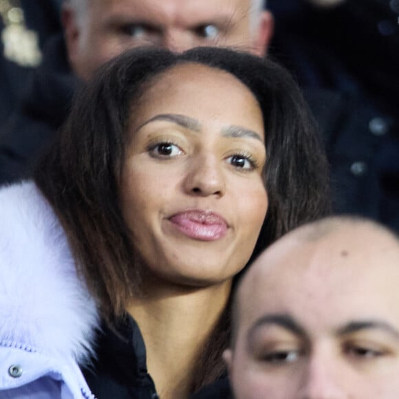 Estelle Mossely - People dans les tribunes lors du match de championnat de Ligue 1 Uber Eats opposant le Paris Saint-Germain (PSG) à l'Olympique Lyonnais au Parc des Princes à Paris le 2 avril 2023.