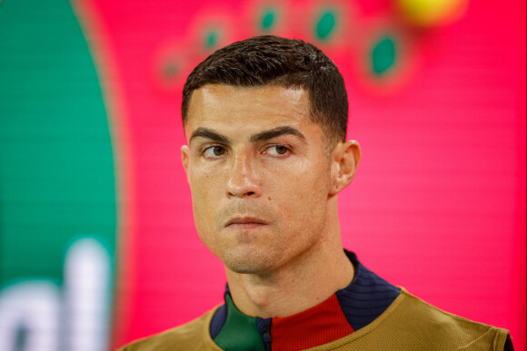 Cristiano Ronaldo au match de football de quart de finale opposant le Portugal au Maroc lors de la coupe du Monde au stade Education City à Al Rayyan au Qatar, le 10 décembre 2022. © Fotoarena/Panoramic/Bestimage