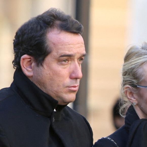Estelle Lefébure et son ex-compagnon Pascal Ramette - Obsèques de Michel Pastor en l'église Saint-Charles à Monaco, le 6 février 2014.