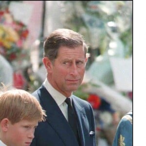 Charles Spencer, le prince William, le prince Harry et le prince Charles durant les obsèques de Lady Diana en 1997.