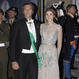 Le prince Emmanuel Philibert de Savoie et la princesse Clotilde de Savoie (Clotilde Courau) - Arrivee des invites au diner de gala organise au Palais Grand-Ducal, a l'occasion du mariage du prince Guillaume de Luxembourg et la comtesse Stephanie de Lannoy a Luxembourg, le 19 octobre 2012. 