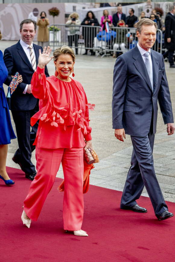 Le Grand-Duc Henri et la Grande Duchesse Maria-Thérésa de Luxembourg - Mariage civil de la princesse Alexandra de Luxembourg et Nicolas Bagory à la mairie de Luxembourg le 22 avril 2023.