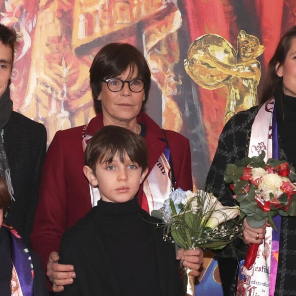 La princesse Stéphanie de Monaco et son fils Louis Ducruet, Charlotte Casiraghi et son fils Raphael Elmaleh - 2ème jour du 45ème Festival International du Cirque de Monte Carlo sous le chapiteau Fontvieille à Monaco le 21 janvier 2023. © Claudia Albuquerque/Bestimage 