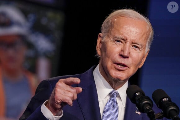 Joe Biden (président des Etats-Unis) à la conférence législative des syndicats des métiers de la construction en Amérique du Nord à Washington DC, le 25 avril 2023.