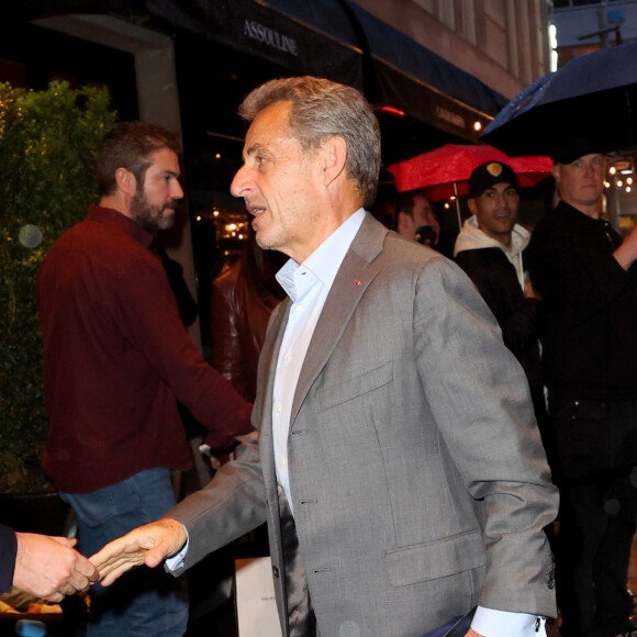 Nicolas Sarkozy arrivant au "Mark Hotel" à New York, États-Unis le 29 Avril 2023.