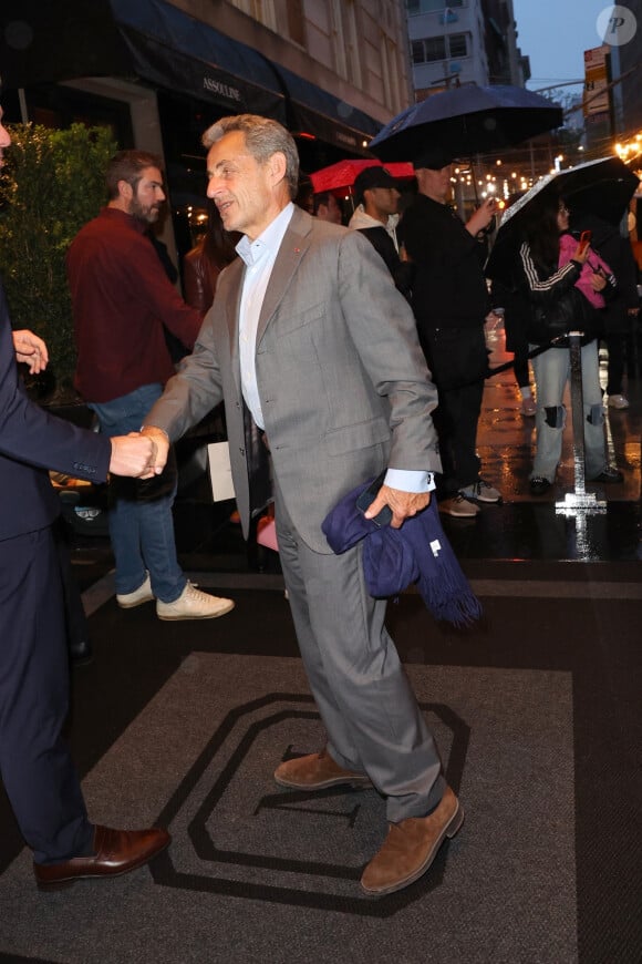 Nicolas Sarkozy arrivant au "Mark Hotel" à New York, États-Unis le 29 Avril 2023.