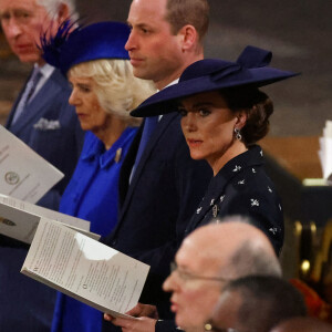Selon "The Times", la princesse de Galles ne devrait pas porter une tiare...
Le roi Charles III d'Angleterre, Camilla Parker Bowles, reine consort d'Angleterre, le prince William, prince de Galles, Catherine (Kate) Middleton, princesse de Galles - Service annuel du jour du Commonwealth à l'abbaye de Westminster à Londres, Royaume Uni, le 13 mars 2023. 