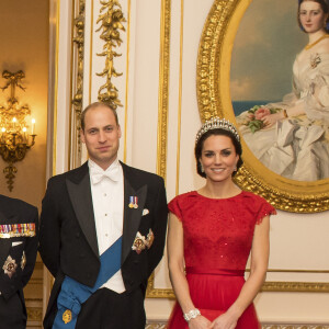 Le prince William, duc de Cambridge, et Kate Catherine Middleton, duchesse de Cambridge (porte le diadème qui a appartenu à la princesse Diana) - La famille royale d'Angleterre lors de la réception annuelle pour les membres du corps diplomatique au palais de Buckingham à Londres. Le 8 décembre 2016 