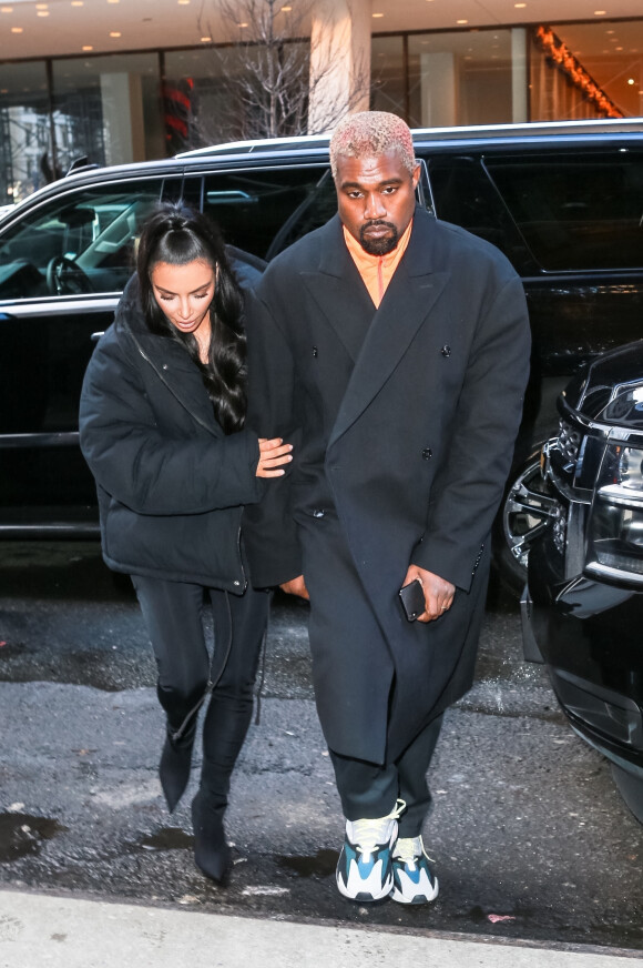 Kim Kardashian et Kanye West arrivent à leur hôtel à New York, le 3 décembre 2018