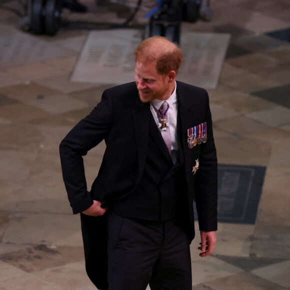 Phil Noble - 72035929 - Les invités à la cérémonie de couronnement du roi d'Angleterre à l'abbaye de Westminster de Londres Le prince Harry, duc de Sussex - Les invités à la cérémonie de couronnement du roi d'Angleterre à l'abbaye de Westminster de Londres, Royaume Uni, le 6 mai 2023.  Celebs attending at Westminster Abbey, central London, ahead of the coronation ceremony of King Charles III and Queen Camilla. Picture date: Saturday May 6, 2023. 