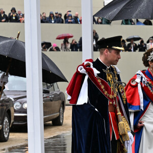 Le prince William, prince de Galles, et Catherine (Kate) Middleton, princesse de Galles, La princesse Charlotte de Galles, Le prince Louis de Galles - Les invités arrivent à la cérémonie de couronnement du roi d'Angleterre à l'abbaye de Westminster de Londres, Royaume Uni, le 6 mai 2023