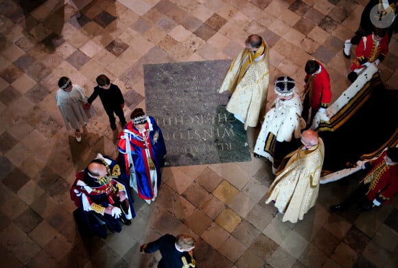 Le roi Charles III d'Angleterre, Le prince William, prince de Galles, et Catherine (Kate) Middleton, princesse de Galles, Le prince Louis de Galles et La princesse Charlotte de Galles - Les invités à la cérémonie de couronnement du roi d'Angleterre à l'abbaye de Westminster de Londres, Royaume Uni, le 6 mai 2023.