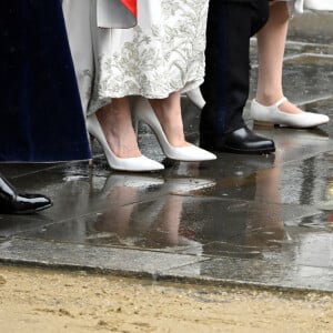 Le prince William, prince de Galles, et Catherine (Kate) Middleton, princesse de Galles, La princesse Charlotte de Galles, Le prince Louis de Galles - Les invités arrivent à la cérémonie de couronnement du roi d'Angleterre à l'abbaye de Westminster de Londres, Royaume Uni, le 6 mai 2023