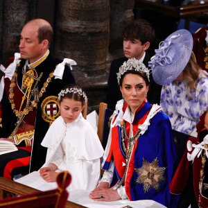 Les invités à la cérémonie de couronnement du roi d'Angleterre à l'abbaye de Westminster de Londres Le prince William, prince de Galles, et Catherine (Kate) Middleton, princesse de Galles, La princesse Charlotte de Galles, Le prince Louis de Galles - Les invités à la cérémonie de couronnement du roi d'Angleterre à l'abbaye de Westminster de Londres, Royaume Uni, le 6 mai 2023.