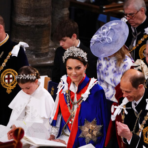 Le prince William, prince de Galles, et Catherine (Kate) Middleton, princesse de Galles, La princesse Charlotte de Galles, Le prince Louis de Galles - Les invités à la cérémonie de couronnement du roi d'Angleterre à l'abbaye de Westminster de Londres, Royaume Uni, le 6 mai 2023.